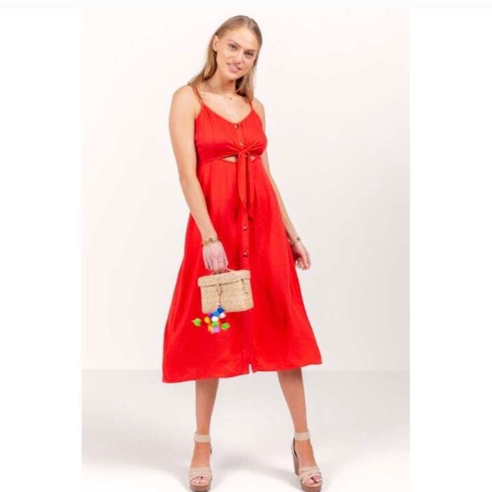 NWT Mimi Chica Midi Dress with Buttons and Bowtie